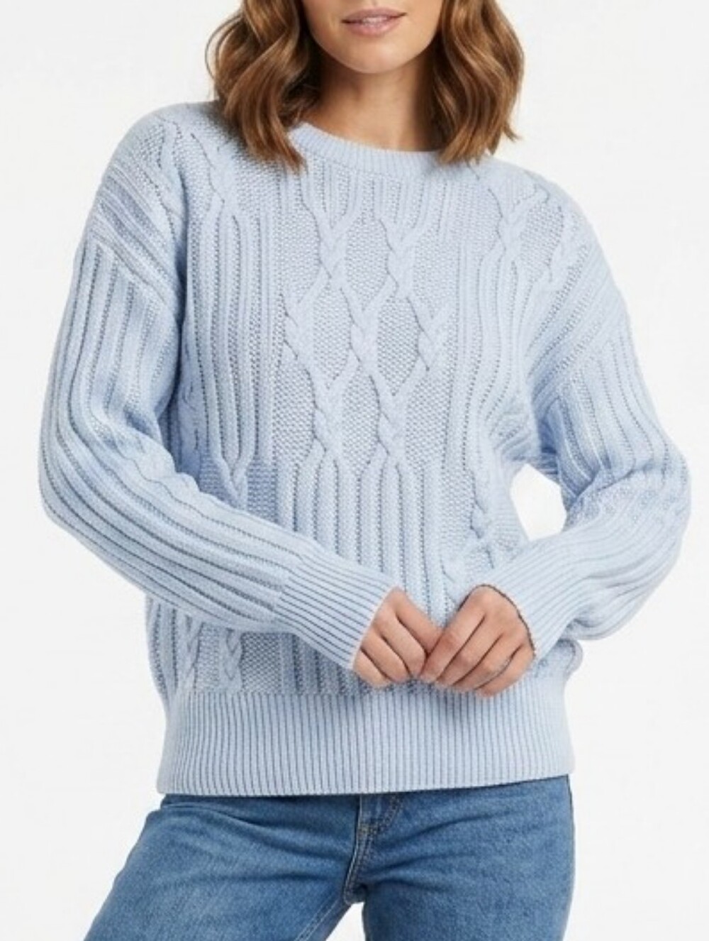 Chunky knit baby blue sweater large vintage